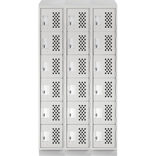 Anthony Steel Mfg. CLL3-121872RBST-PERA124 Assembled Lockerettes Clean Line Perforated Economy Lockers, 6 -tier, Bank of 3, 18" x 72" x 12", Steel