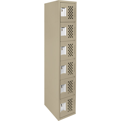 Anthony Steel Mfg. CL-L-1-121872-PERF_A123 Assembled Lockerettes Clean Line Perforated Economy Lockers, 6 -tier, 18" x 72" x 12", Steel