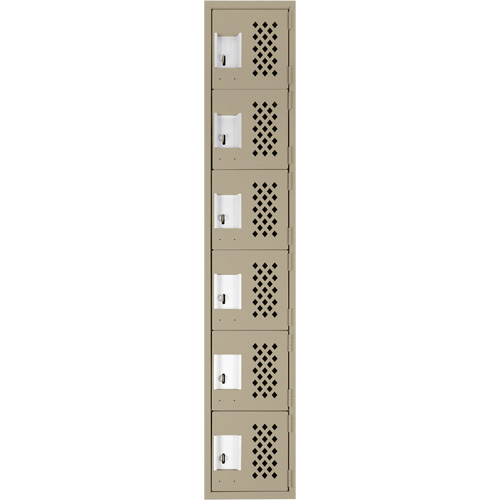 Anthony Steel Mfg. CL-L-1-121872-PERF_A123 Assembled Lockerettes Clean Line Perforated Economy Lockers, 6 -tier, 18" x 72" x 12", Steel