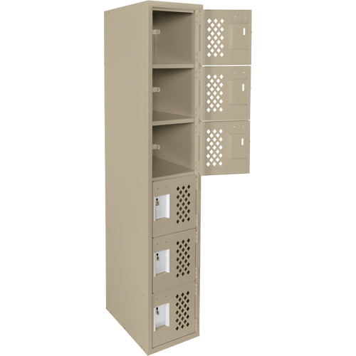 Anthony Steel Mfg. CL-L-1-121872-PERF_A123 Assembled Lockerettes Clean Line Perforated Economy Lockers, 6 -tier, 18" x 72" x 12", Steel