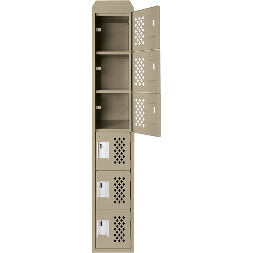Anthony Steel Mfg. CLL1-121572-ST-PER_A123 Clean-Line Perforated Lockerette, 6 -tier, 15" x 72" x 12", Steel
