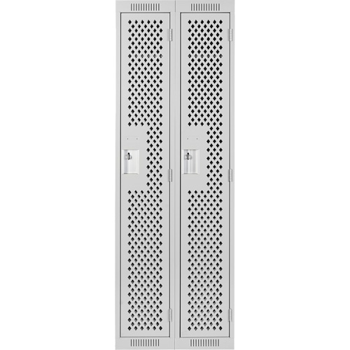 Anthony Steel Mfg. CL-D-1-121572-PERF_A124 Clean Line Lockers, 2 -tier, 12" x 15" x 72", Steel, Grey, Rivet (Assembled), Perforated