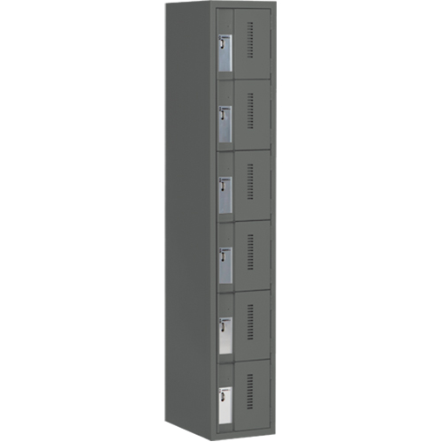 Perfix Inc. 6-121872-1-9364 Concorde Heavy-Duty Lockers, 6 -tier, 12" x 18" x 72", Steel, Charcoal, Welded (Assembled)