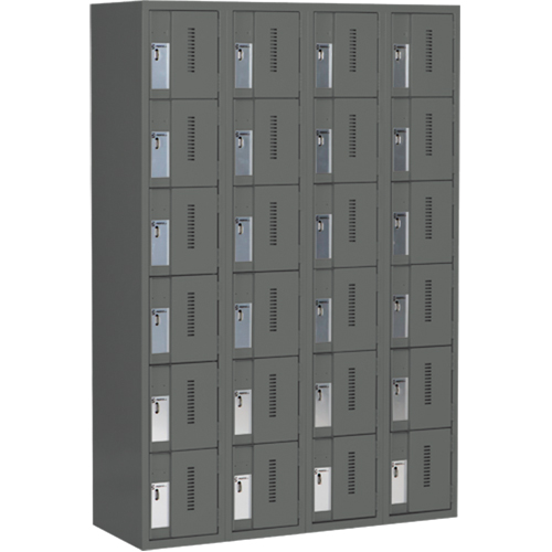 Perfix Inc. 6-121872-4-9364 Concorde Heavy-Duty Lockers, 6 -tier, Bank of 4, 48" x 18" x 72", Steel, Charcoal, Welded (Assembled)