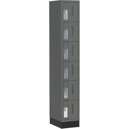 Perfix Inc. 6-121872-1-003-9364 Concorde Heavy-Duty Lockers, 6 -tier, 12" x 18" x 76", Steel, Charcoal, Welded (Assembled)