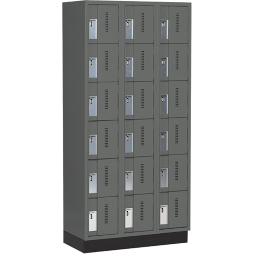 Perfix Inc. 6-121872-3-003-9364 Concorde Heavy-Duty Lockers, 6 -tier, Bank of 3, 36" x 18" x 76", Steel, Charcoal, Welded (Assembled)