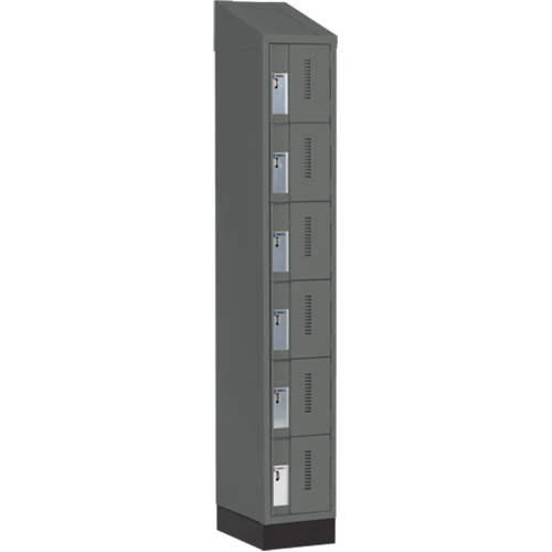 Perfix Inc. 6-121872-1-003-007-9364 Concorde Heavy-Duty Lockers, 6 -tier, 12" x 18" x 82", Steel, Charcoal, Welded (Assembled)