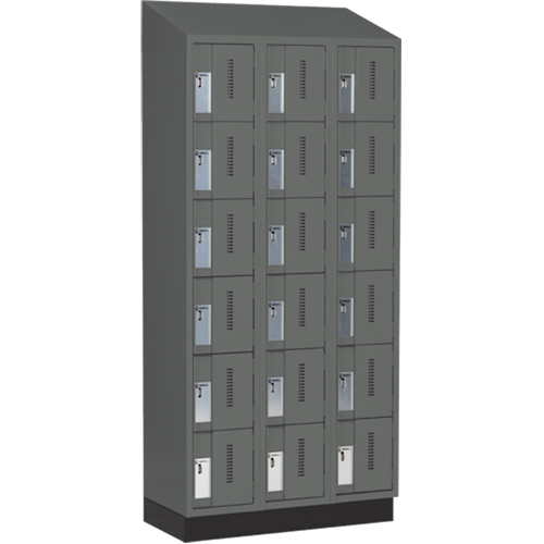 Perfix Inc. 6-121872-3-003-007-9364 Concorde Heavy-Duty Lockers, 6 -tier, Bank of 3, 36" x 18" x 82", Steel, Charcoal, Welded (Assembled)