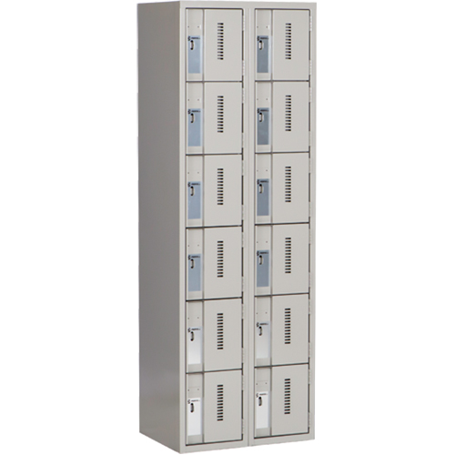 Perfix Inc. 6-121872-2-9363 Concorde Heavy-Duty Lockers, 6 -tier, Bank of 2, 24" x 18" x 72", Steel, Grey, Welded (Assembled)