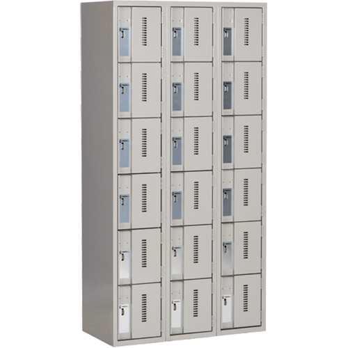 Perfix Inc. 6-121872-3-9363 Concorde Heavy-Duty Lockers, 6 -tier, Bank of 3, 36" x 18" x 72", Steel, Grey, Welded (Assembled)