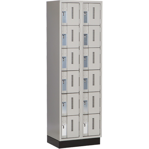 Perfix Inc. 6-121872-2-003-9363 Concorde Heavy-Duty Lockers, 6 -tier, Bank of 2, 24" x 18" x 76", Steel, Grey, Welded (Assembled)
