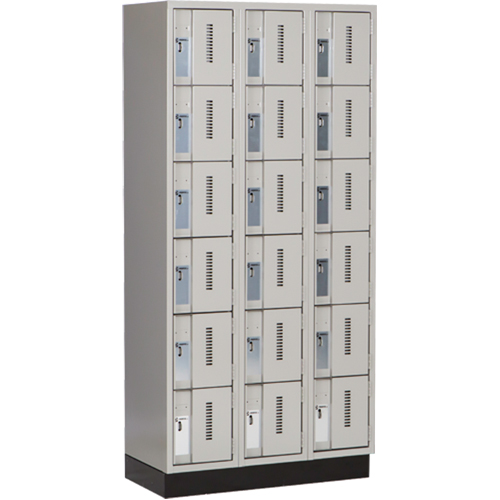 Perfix Inc. 6-121872-3-003-9363 Concorde Heavy-Duty Lockers, 6 -tier, Bank of 3, 36" x 18" x 76", Steel, Grey, Welded (Assembled)