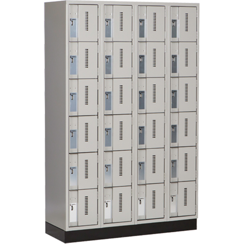 Perfix Inc. 6-121872-4-003-9363 Concorde Heavy-Duty Lockers, 6 -tier, Bank of 4, 48" x 18" x 76", Steel, Grey, Welded (Assembled)