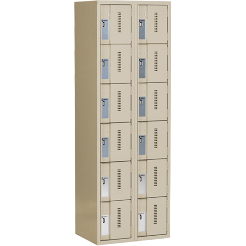 Perfix Inc. 6-121872-2-9393 Concorde Heavy-Duty Lockers, 6 -tier, Bank of 2, 24" x 18" x 72", Steel, Beige, Welded (Assembled)