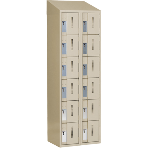 Perfix Inc. 6-121872-2-007-9393 Casiers robustes Concorde, 6 niveaux, Bloc de 2, 24" x 18" x 78", Acier, Beige, Soud&eacute; (assembl&eacute;)
