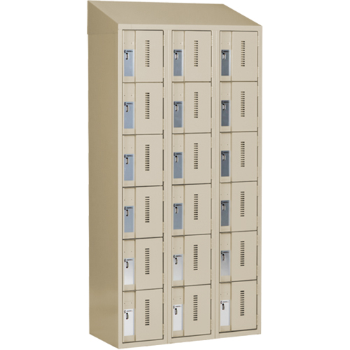 Perfix Inc. 6-121872-3-007-9393 Concorde Heavy-Duty Lockers, 6 -tier, Bank of 3, 36" x 18" x 78", Steel, Beige, Welded (Assembled)
