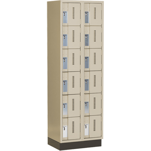 Perfix Inc. 6-121872-2-003-9393 Concorde Heavy-Duty Lockers, 6 -tier, Bank of 2, 24" x 18" x 76", Steel, Beige, Welded (Assembled)