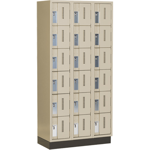 Perfix Inc. 6-121872-3-003-9393 Concorde Heavy-Duty Lockers, 6 -tier, Bank of 3, 36" x 18" x 76", Steel, Beige, Welded (Assembled)