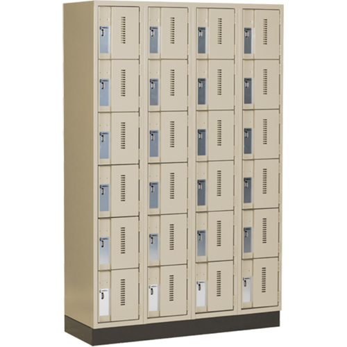 Perfix Inc. 6-121872-4-003-9393 Casiers robustes Concorde, 6 niveaux, Bloc de 4, 48" x 18" x 76", Acier, Beige, Soud&eacute; (assembl&eacute;)