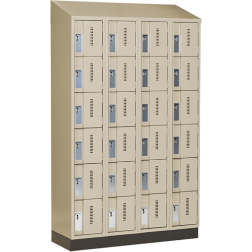 Perfix Inc. 6-121872-4-003-007-9393 Casiers robustes Concorde, 6 niveaux, Bloc de 4, 48" x 18" x 82", Acier, Beige, Soud&eacute; (assembl&eacute;)