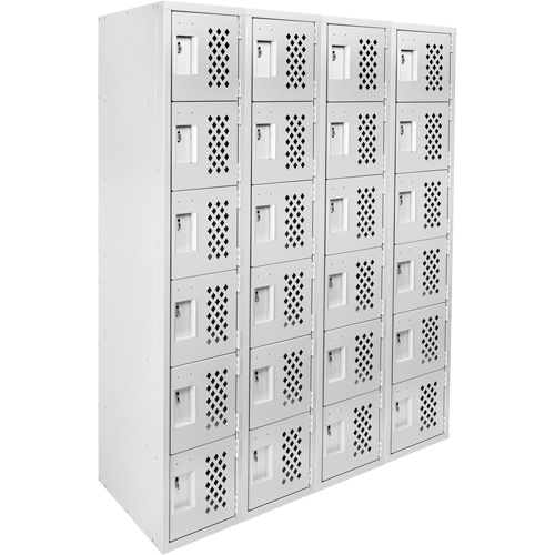 Anthony Steel Mfg. CL-L-4-121872-PERF_A124 Clean Line Lockerettes, 6 -tier, Bank of 4, 18" x 72" x 12", Steel