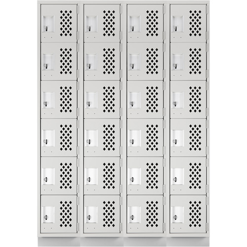 Anthony Steel Mfg. CLL4-121872-RB-PERF_A12 Assembled Clean Line Perforated Economy Lockers, 6 -tier, Bank of 4, 18" x 72" x 12", Steel