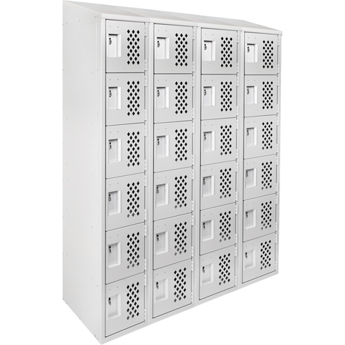 Anthony Steel Mfg. CLL4-121872-ST-PERF_A12 Assembled Clean Line Perforated Economy Lockers, 6 -tier, Bank of 4, 18" x 72" x 12", Steel