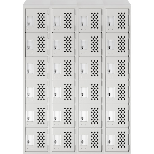 Anthony Steel Mfg. CLL4-121872-ST-PERF_A12 Assembled Clean Line Perforated Economy Lockers, 6 -tier, Bank of 4, 18" x 72" x 12", Steel