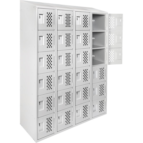 Anthony Steel Mfg. CLL4-121872-ST-PERF_A12 Assembled Clean Line Perforated Economy Lockers, 6 -tier, Bank of 4, 18" x 72" x 12", Steel
