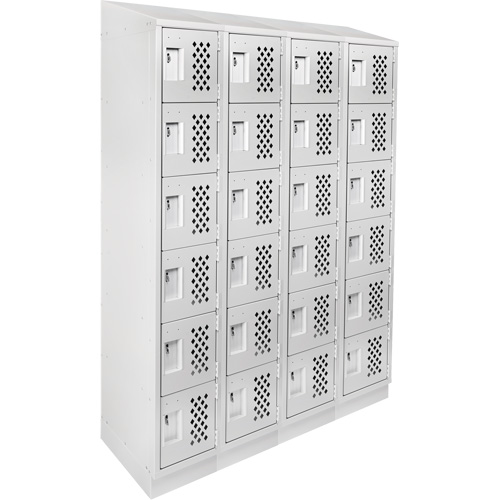 Anthony Steel Mfg. CLL4-121872RBST-PERFA12 Assembled Clean Line Perforated Economy Lockers, 6 -tier, Bank of 4, 18" x 72" x 12", Steel