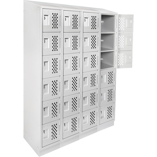 Anthony Steel Mfg. CLL4-121872RBST-PERFA12 Assembled Clean Line Perforated Economy Lockers, 6 -tier, Bank of 4, 18" x 72" x 12", Steel