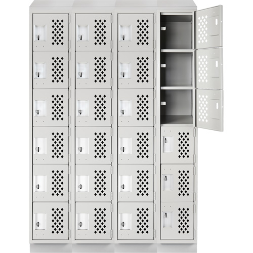 Anthony Steel Mfg. CLL4-121872RBST-PERFA12 Assembled Clean Line Perforated Economy Lockers, 6 -tier, Bank of 4, 18" x 72" x 12", Steel