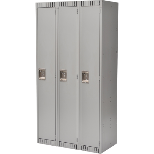 KLETON FN462 Lockers, Bank of 3, 36" x 18" x 72", Steel, Grey, Rivet (Assembled)
