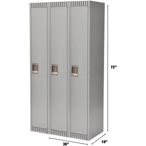 KLETON FN462 Lockers, Bank of 3, 36" x 18" x 72", Steel, Grey, Rivet (Assembled)