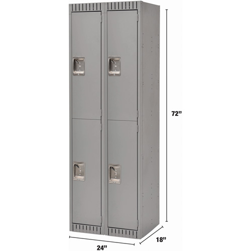 KLETON FL367 Casiers, 2 niveaux, Bloc de 2, 24" x 18" x 72", Acier, Gris, D&eacute;mont&eacute;