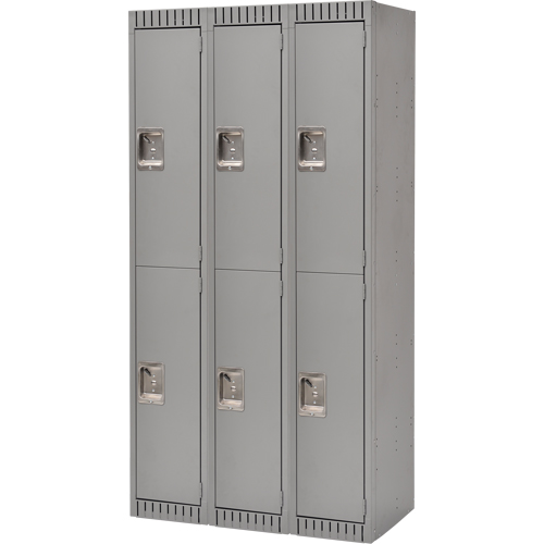 KLETON FN465 Lockers, 2 -tier, Bank of 3, 36" x 18" x 72", Steel, Grey, Rivet (Assembled)
