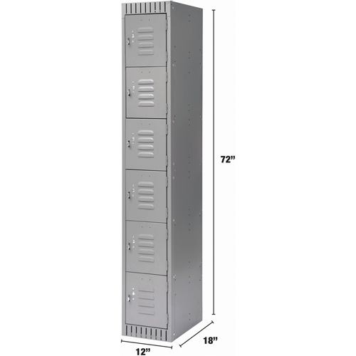 KLETON FL370 Lockers, 6 -tier, 12" x 18" x 72", Steel, Grey, Knocked Down