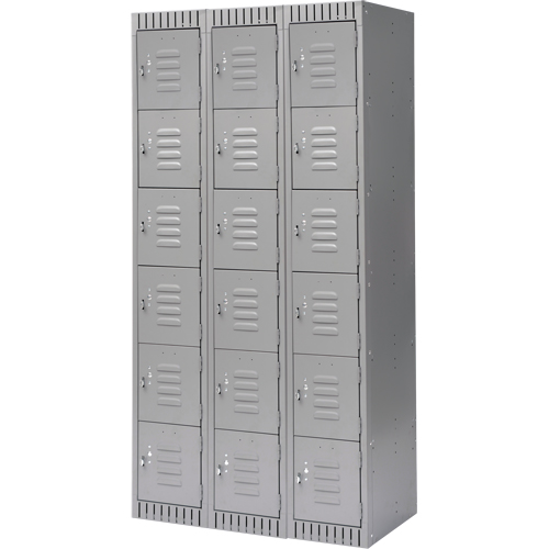 KLETON FL372 Casiers, 6 niveaux, Bloc de 3, 36" x 18" x 72", Acier, Gris, D&eacute;mont&eacute;