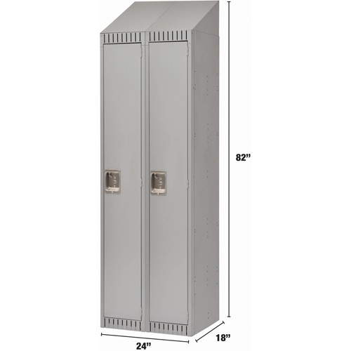 KLETON FN476 Assembled Lockers, Bank of 2, 24" x 18" x 82", Steel, Grey, Rivet (Assembled)