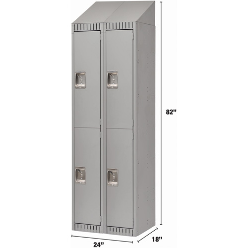 KLETON FN479 Assembled Lockers, 2 -tier, Bank of 2, 24" x 18" x 72", Steel, Grey, Rivet (Assembled)