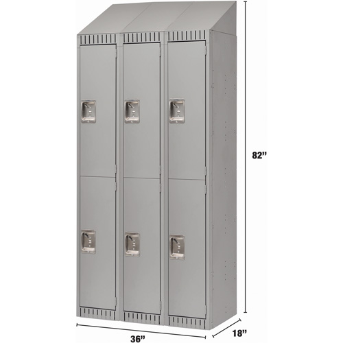 KLETON FN480 Casiers assembl&eacute;s, 2 niveaux, Bloc de 3, 36" x 18" x 72", Acier, Gris, Rivet (assembl&eacute;)