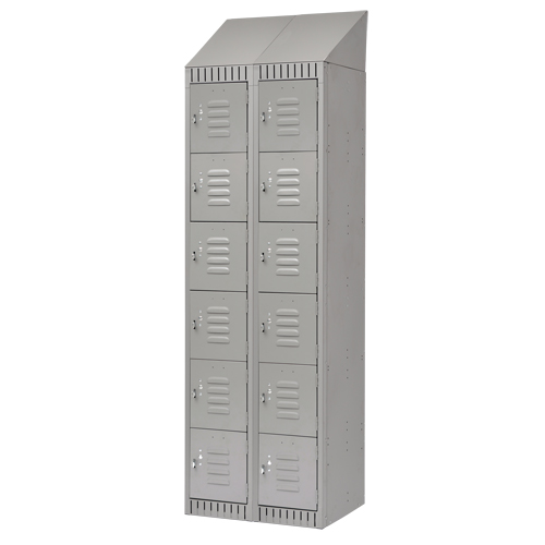 KLETON FL389 Casiers, 6 niveaux, Bloc de 2, 24" x 18" x 82", Acier, Gris, D&eacute;mont&eacute;