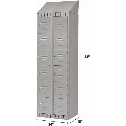 KLETON FL389 Casiers, 6 niveaux, Bloc de 2, 24" x 18" x 82", Acier, Gris, D&eacute;mont&eacute;