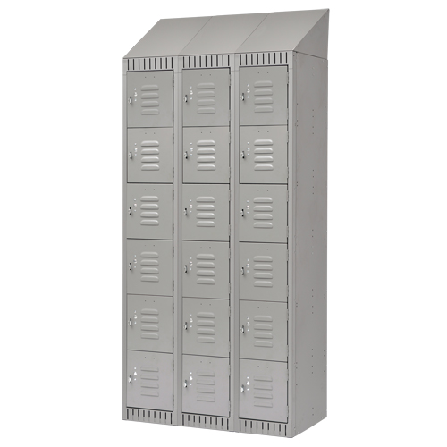 KLETON FL390 Casiers, 6 niveaux, Bloc de 3, 36" x 18" x 82", Acier, Gris, D&eacute;mont&eacute;
