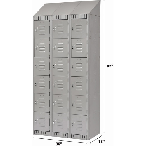 KLETON FL390 Casiers, 6 niveaux, Bloc de 3, 36" x 18" x 82", Acier, Gris, D&eacute;mont&eacute;