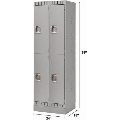 KLETON FL397 Casiers, 2 niveaux, Bloc de 2, 24" x 18" x 76", Acier, Gris, D&eacute;mont&eacute;