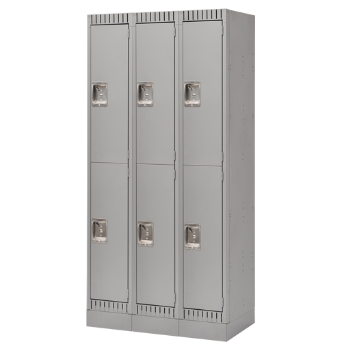KLETON FL398 Lockers, 2 -tier, Bank of 3, 36" x 18" x 76", Steel, Grey, Knocked Down