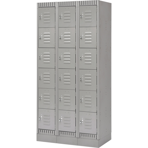 KLETON FL402 Casiers, 6 niveaux, Bloc de 3, 36" x 18" x 76", Acier, Gris, D&eacute;mont&eacute;