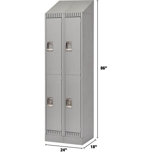 KLETON FL409 Casiers, 2 niveaux, Bloc de 2, 24" x 18" x 86", Acier, Gris, D&eacute;mont&eacute;