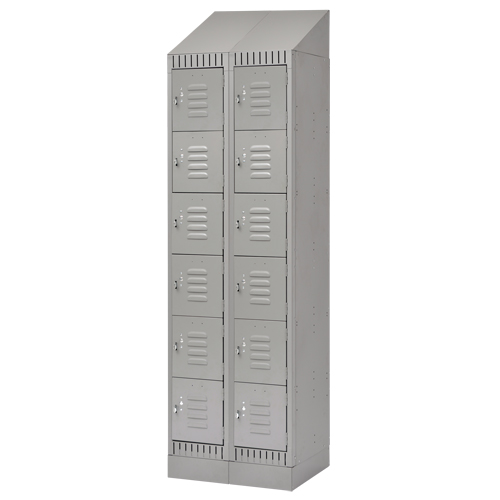 KLETON FL413 Casiers, 6 niveaux, Bloc de 2, 24" x 18" x 86", Acier, Gris, D&eacute;mont&eacute;